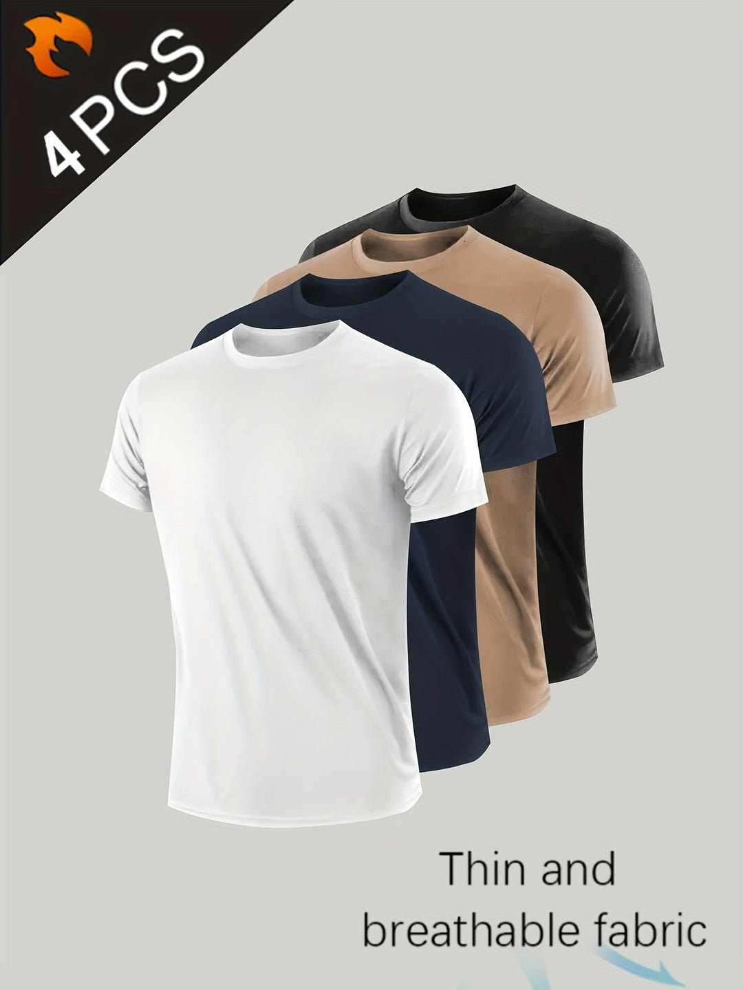 Levoire | T-Shirt Unicolore Pour Hommes À Manches Courtes Couleur de mélange 2
