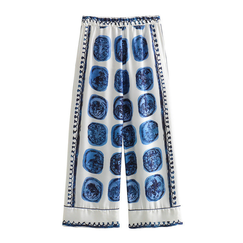 Levoire | Chemise Imprimée Avec Pantalon Large Ensemble Deux Pièces