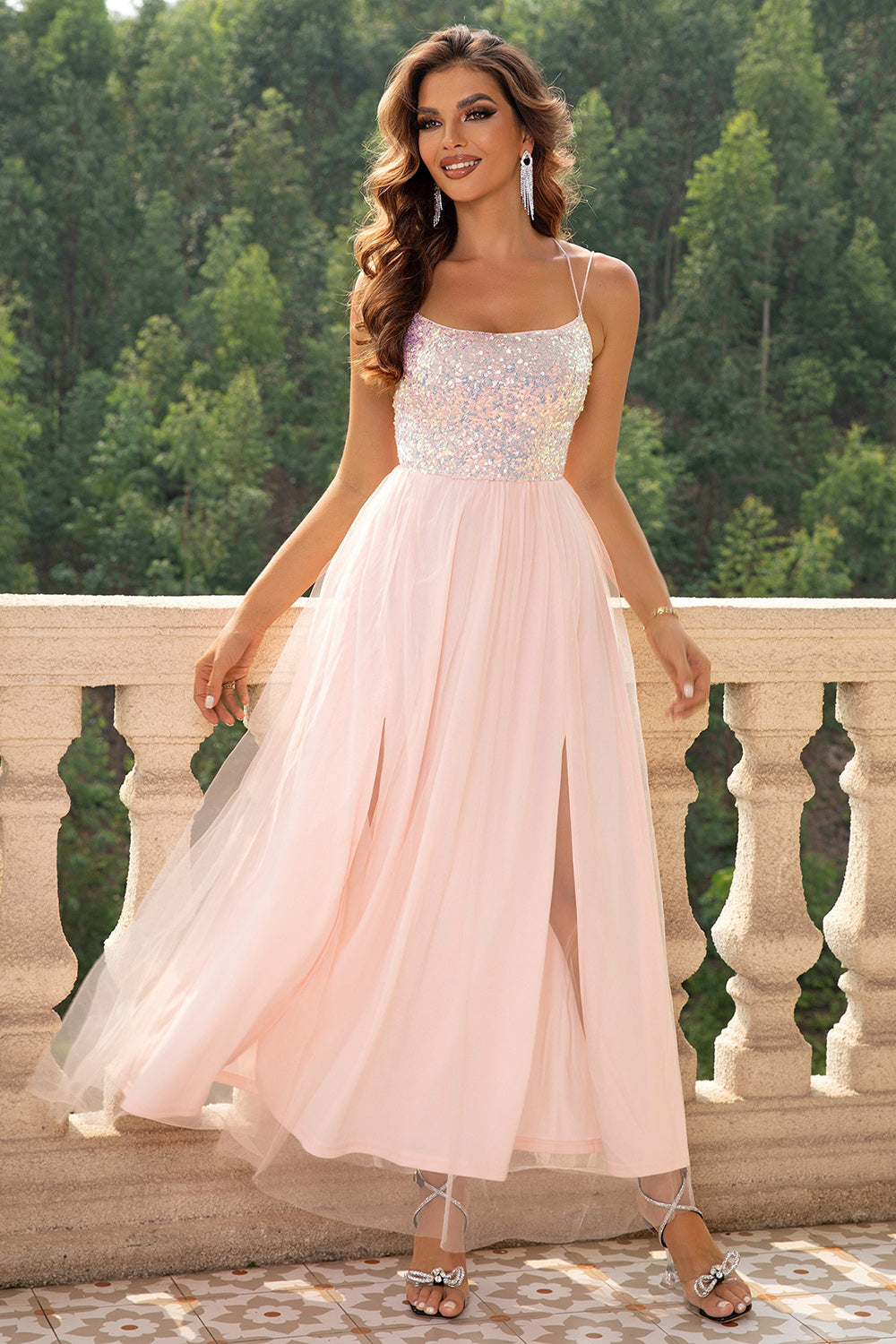 Levoire | Robe Dos Nu En Mesh Sans Manches À Lacets Rose Poudré
