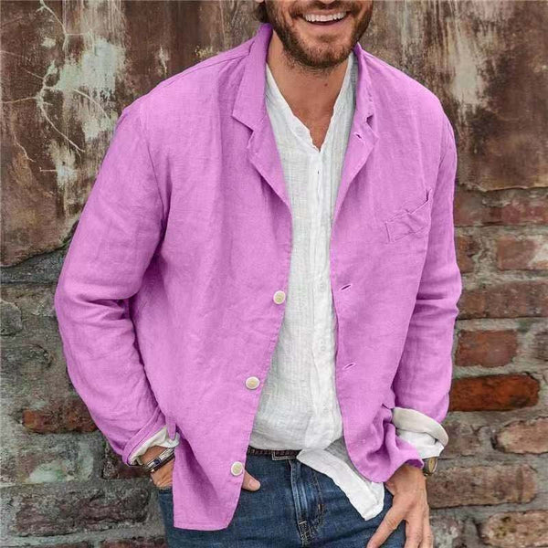 Levoire | Décontracté Veste à Manches Longues Boutonnée Rosa