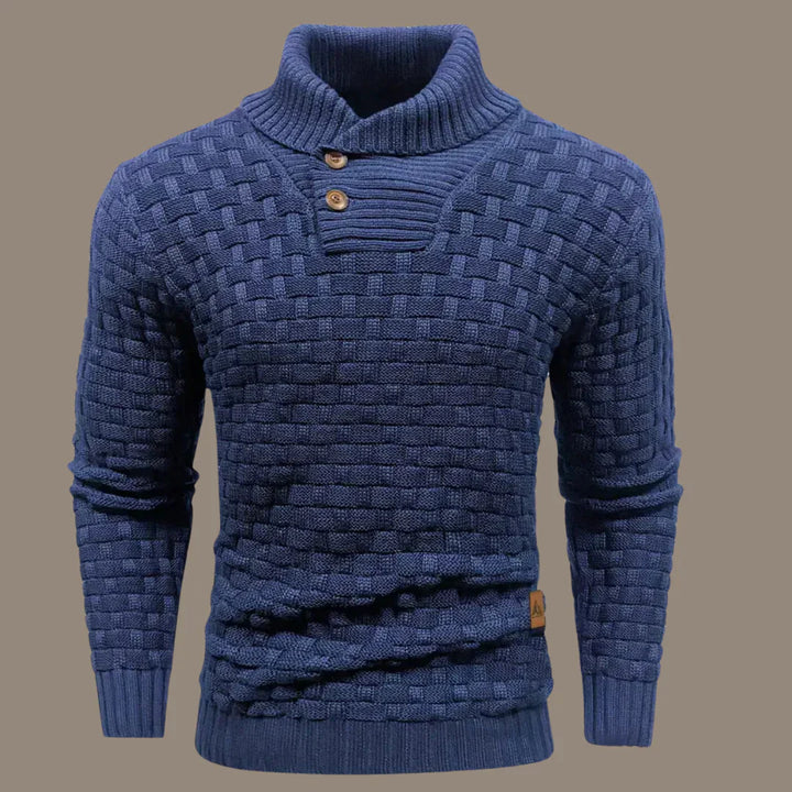 Levoire | Pull En Tricot Pour Hommes Avec Fermeture À Bouton Bleu