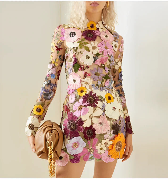 Levoire | Robe Avec Ornement Floral Rose