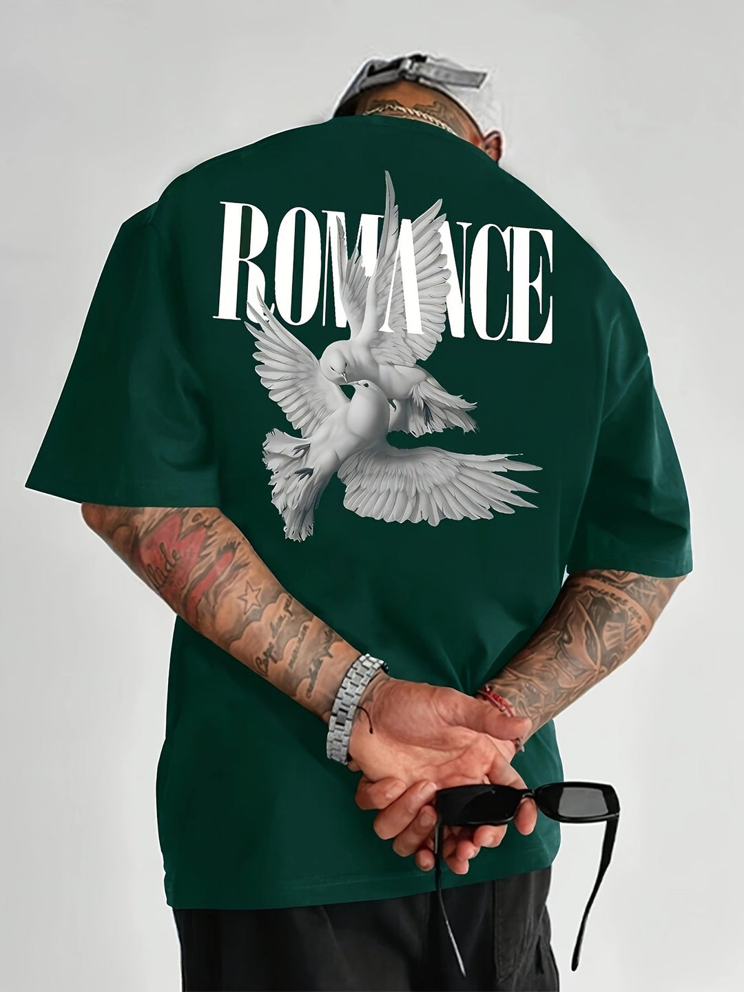 Levoire | T-Shirt En Coton Pour Hommes Avec Motif Alphabétique Et Col Rond Noir