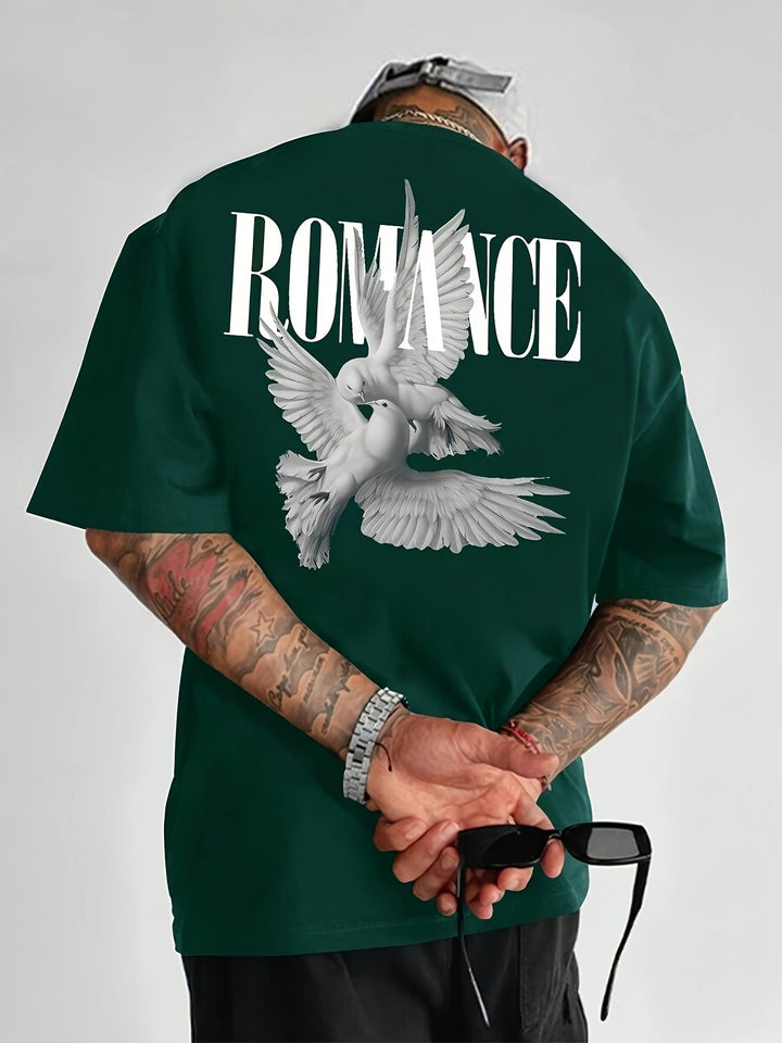 Levoire | T-Shirt En Coton Pour Hommes Avec Motif Alphabétique Et Col Rond Noir