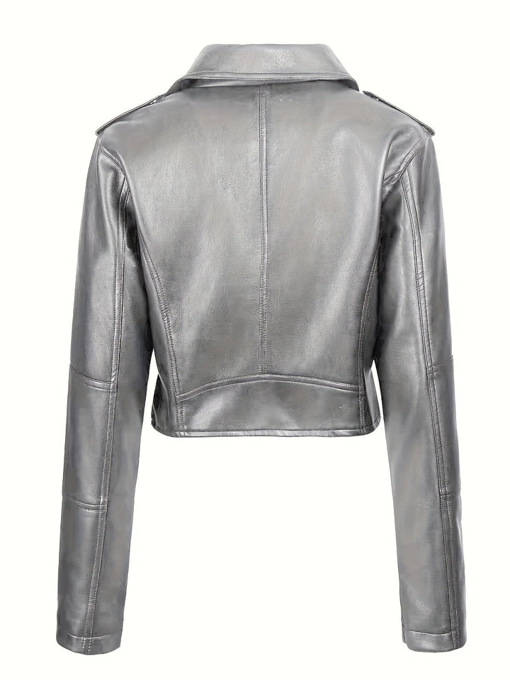 Levoire | Veste En Simili-Cuir Cropped Avec Zip Et Manches Longues