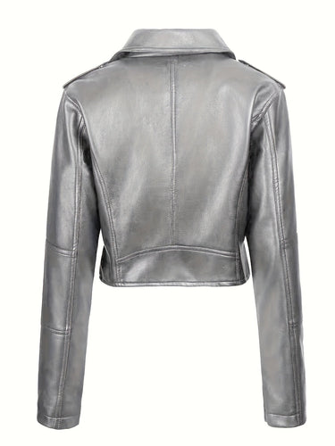Levoire | Veste En Simili-Cuir Cropped Avec Zip Et Manches Longues