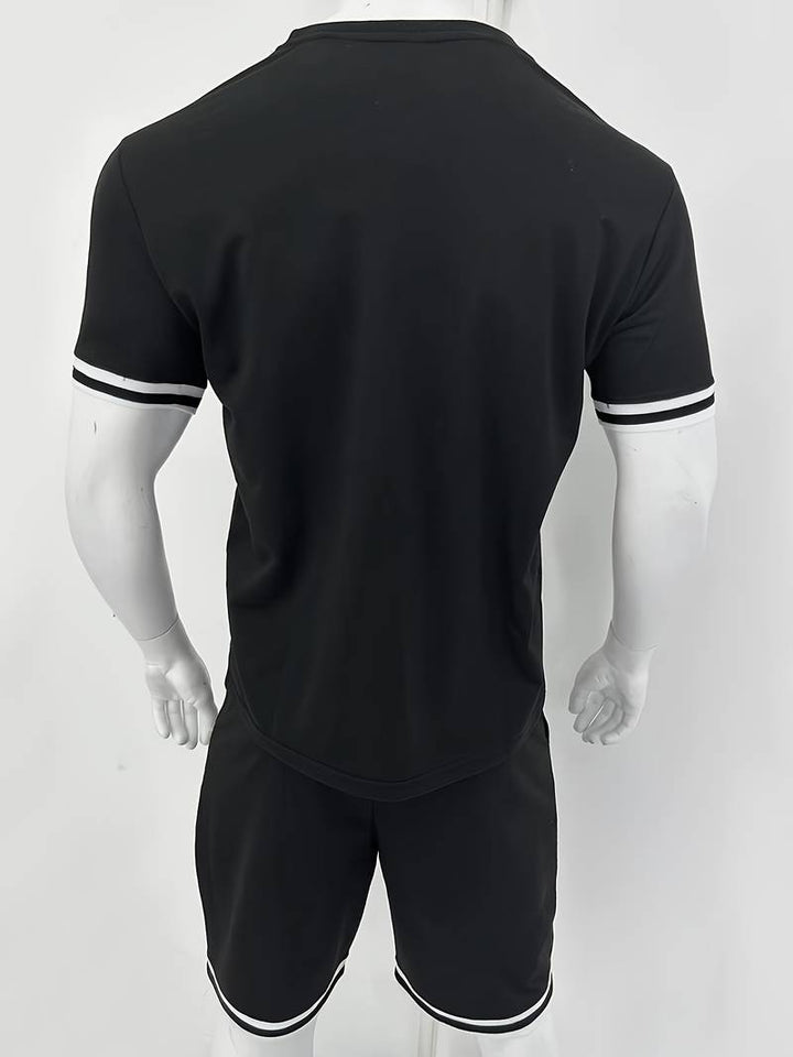 Levoire | T-Shirt Rayé Respirant Et Shorts Décontractés