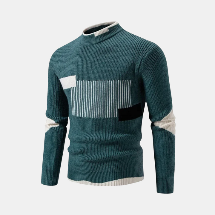 Levoire | Pull Premium Femme Vert géométrique