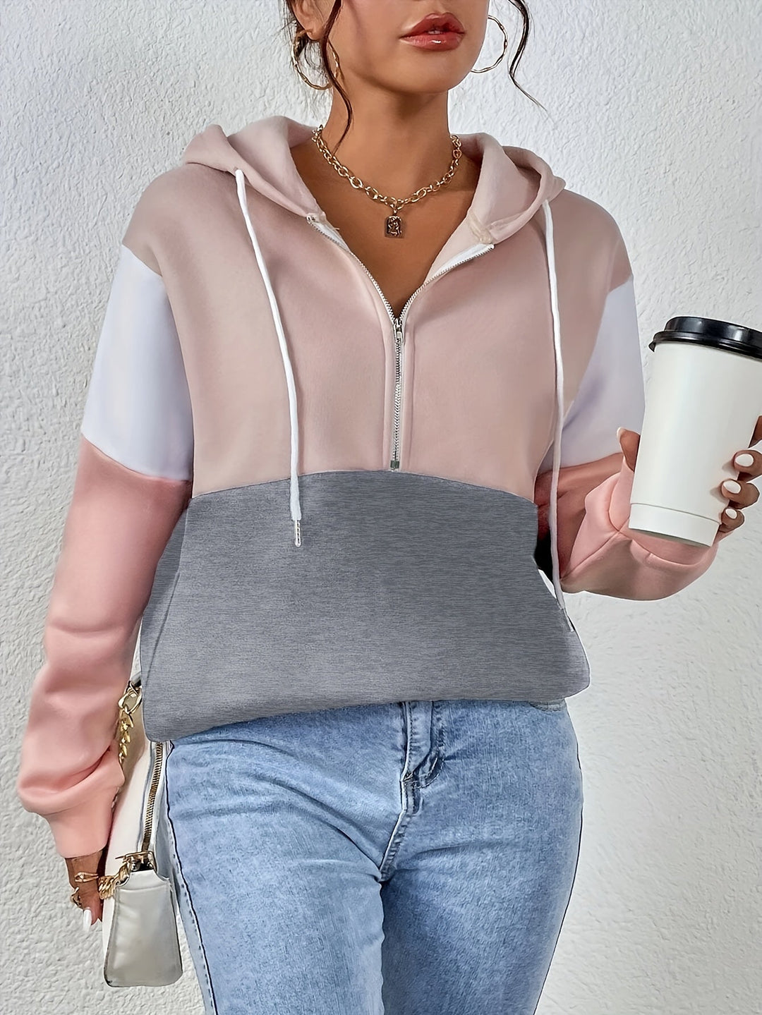 Levoire | Sweat À Capuche Zippé Élégant En Zones De Couleur
