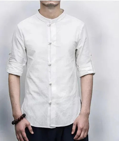 Levoire | Chemise en lin à manches longues pour hommes Blanc