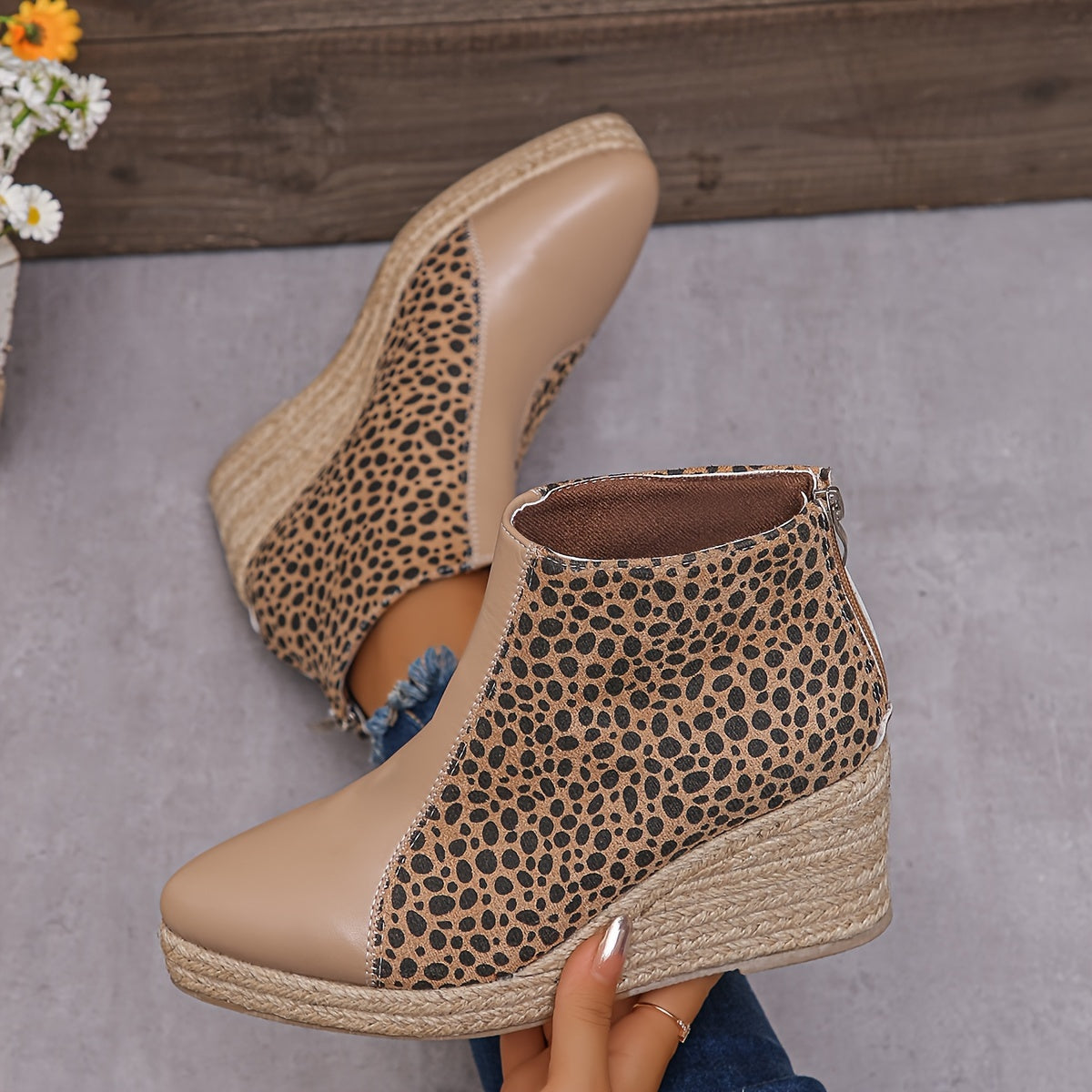 Levoire | Bottes À Chevilles En Léopard Imperméables Avec Semelle Épaisse