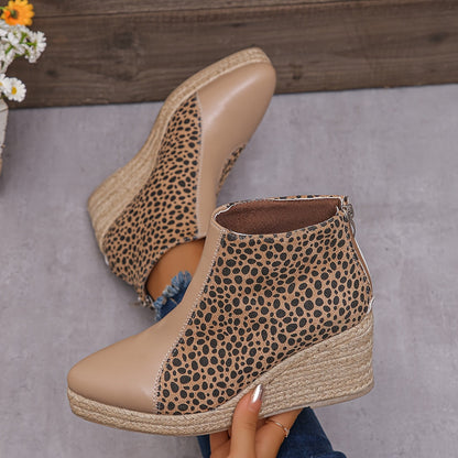 Levoire | Bottes À Chevilles En Léopard Imperméables Avec Semelle Épaisse