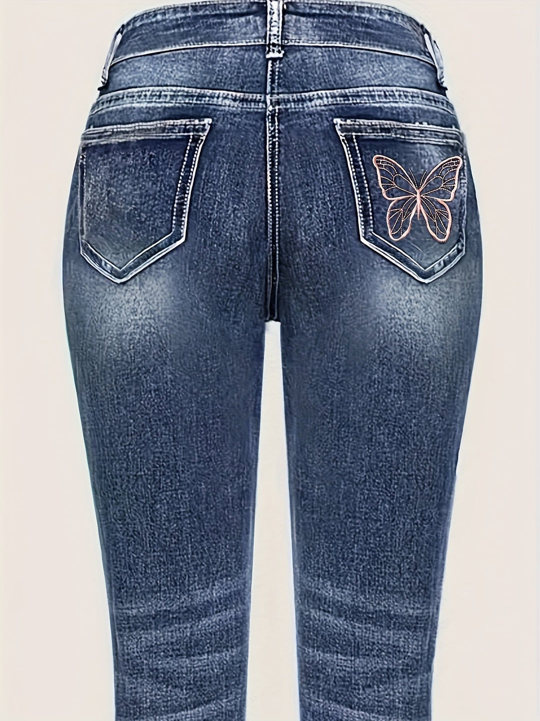 Levoire | Broderie De Papillon Étirée Jeans Pour Femmes Avec Jambe Droite