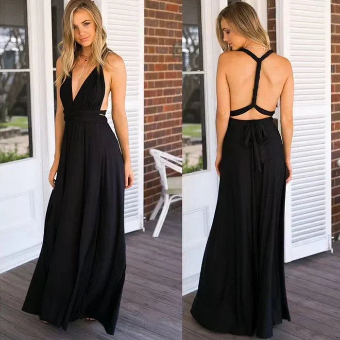 Levoire | Robe Portefeuille Élastique Avec Bretelles Noir