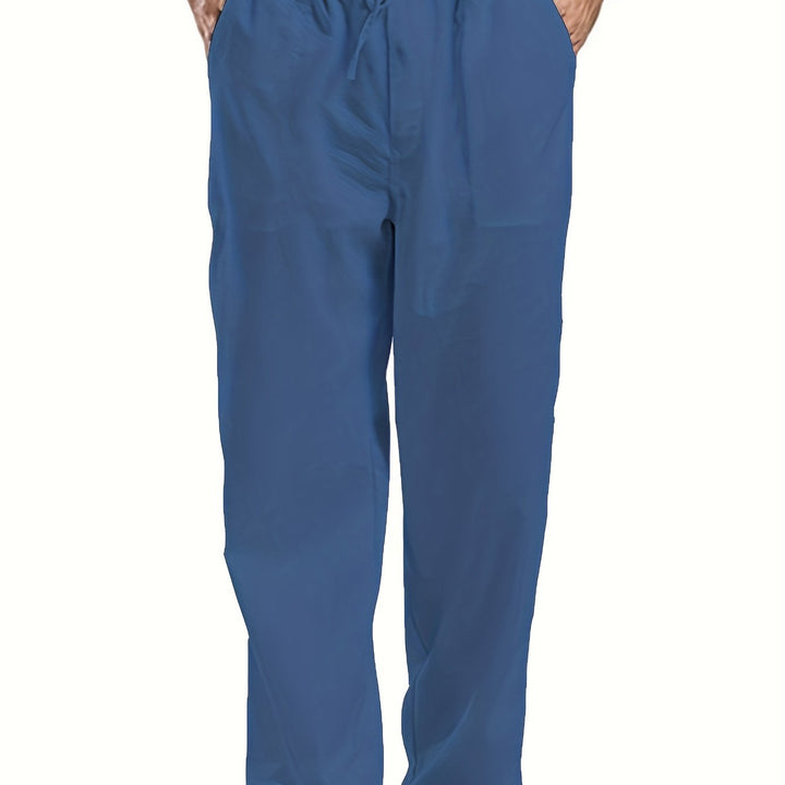 Levoire | Pantalons Pour Hommes En Mélange De Coton Et De Lin Avec Une Taille Élastique Décontractée