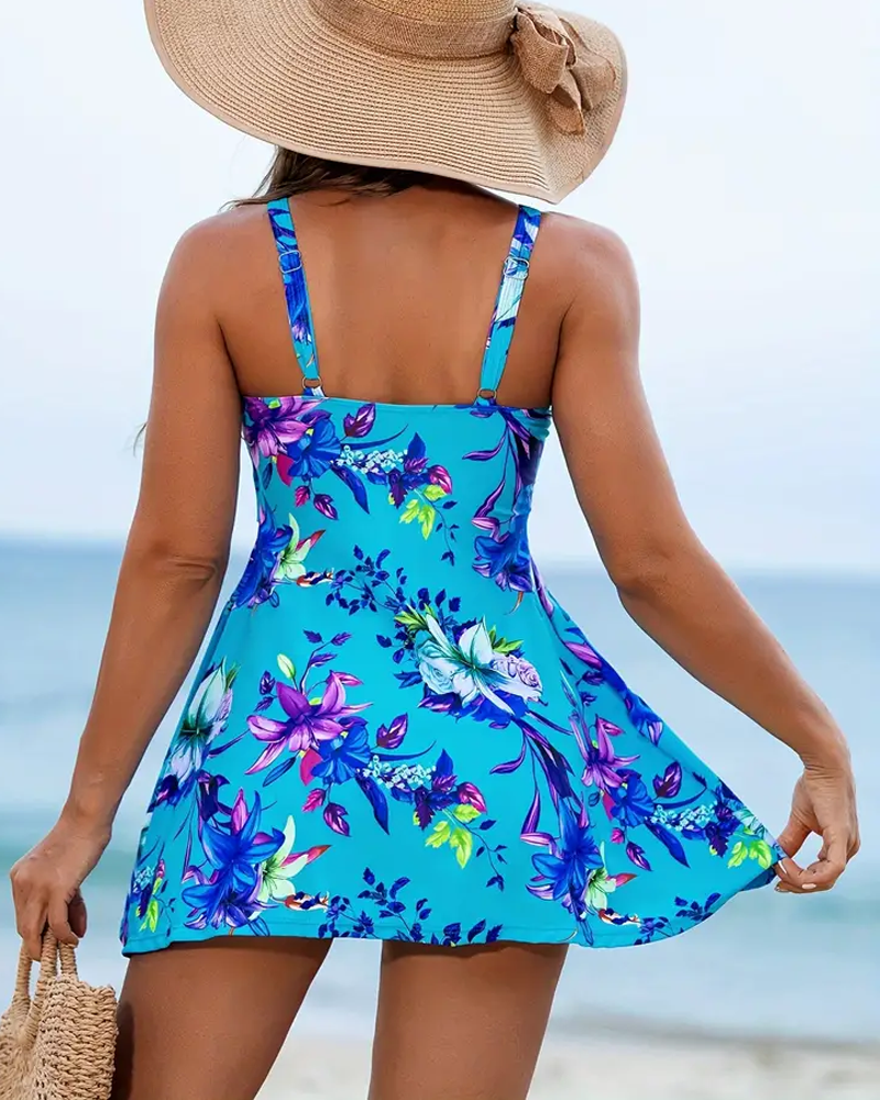 Levoire | Tankini Rafraîchissant Avec Motif Floral Et Porte-Jarretelles