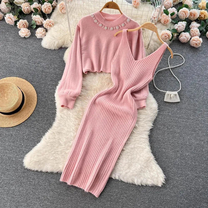 Levoire | Ensemble en tricot à deux pièces avec décolleté en V Rosa Uniforme