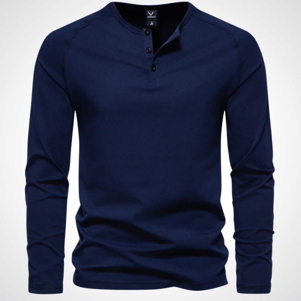 Levoire | Chemise Henley Élégante Pour Homme Pour Un Confort Décontracté Bleu marine