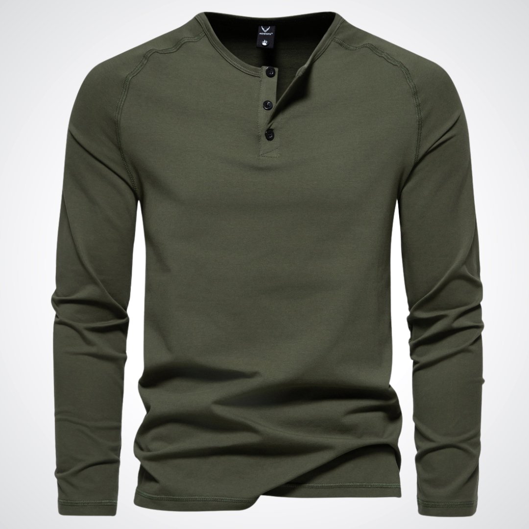 Levoire | Chemise Henley Élégante Pour Homme Pour Un Confort Décontracté Vert Militaire
