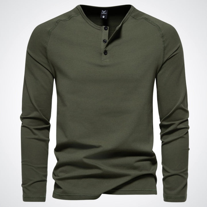 Levoire | Chemise Henley Élégante Pour Homme Pour Un Confort Décontracté Vert Militaire