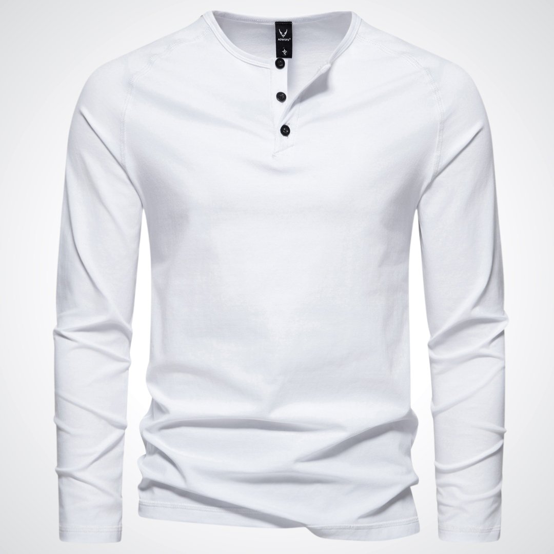 Levoire | Chemise Henley Élégante Pour Homme Pour Un Confort Décontracté Blanc