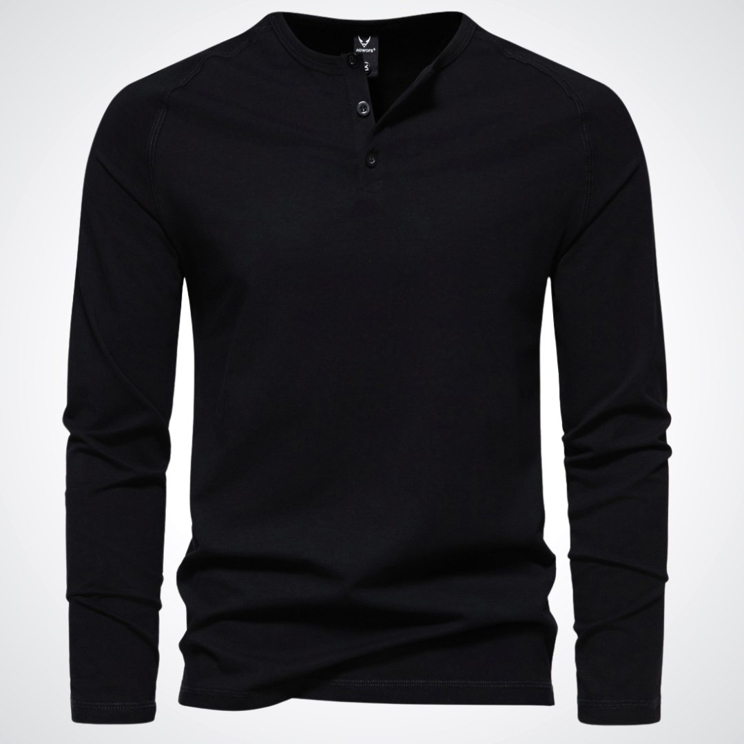 Levoire | Chemise Henley Élégante Pour Homme Pour Un Confort Décontracté Noir