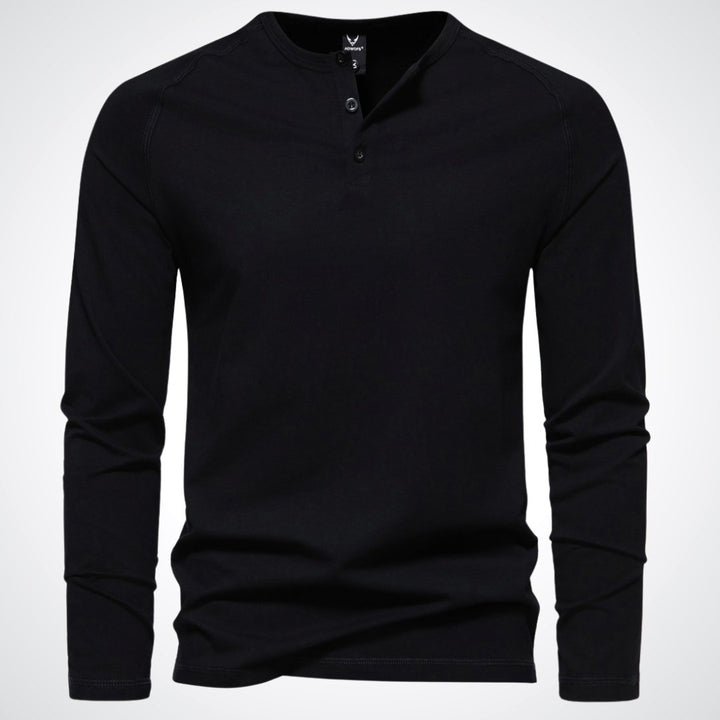 Levoire | Chemise Henley Élégante Pour Homme Pour Un Confort Décontracté Noir