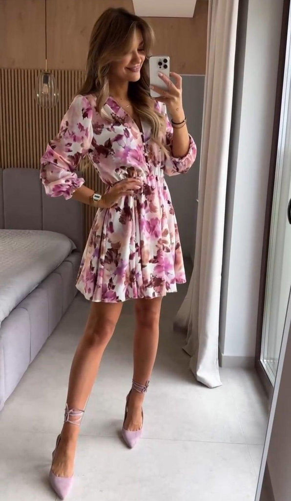 Levoire | Robe Courte Confortable Avec Des Fleurs Pour Femmes Rosa Une taille