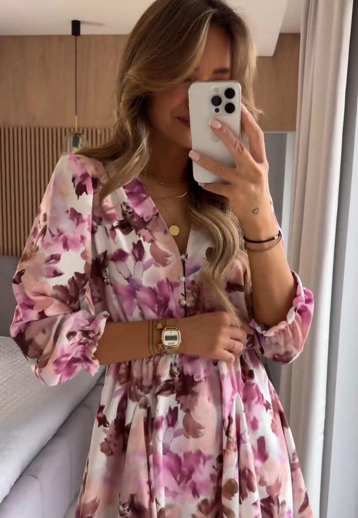 Levoire | Robe Courte Confortable Avec Des Fleurs Pour Femmes