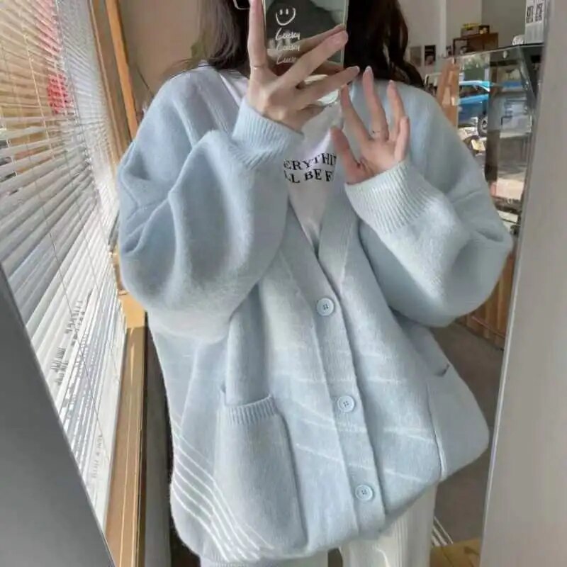 Levoire | Élégant Cardigan Avec Fermeture À Boutons Bleu Une taille