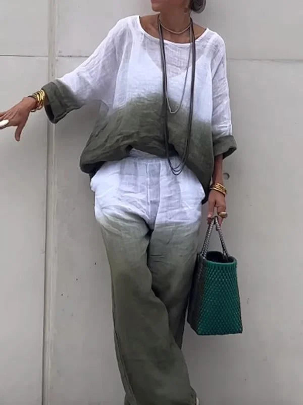 Levoire | Ensemble Pour Femmes En Coton Et Lin Vert