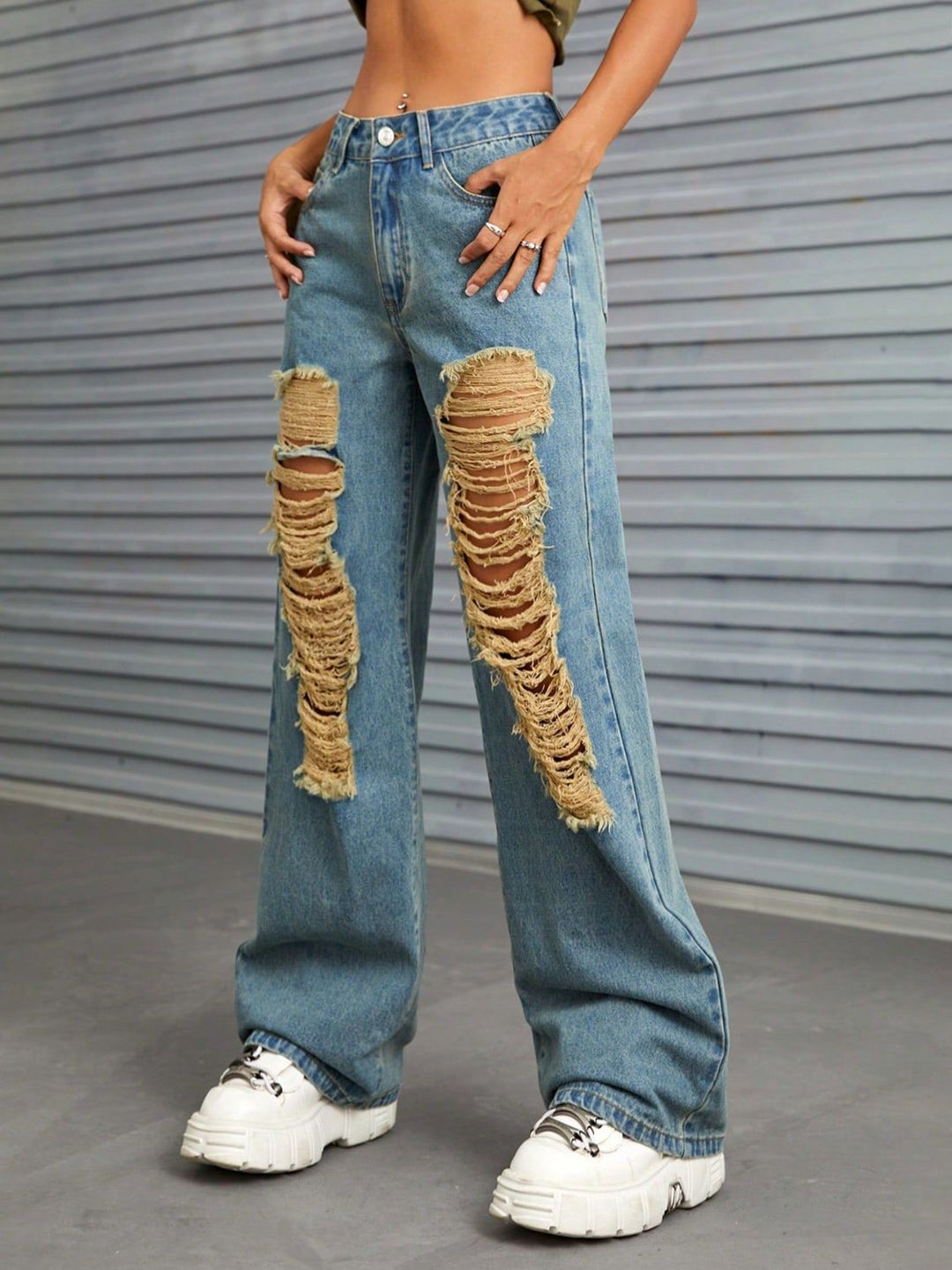 Levoire | Taille Féminine Pantalon Évasé En Jean Avec Poches Moyen