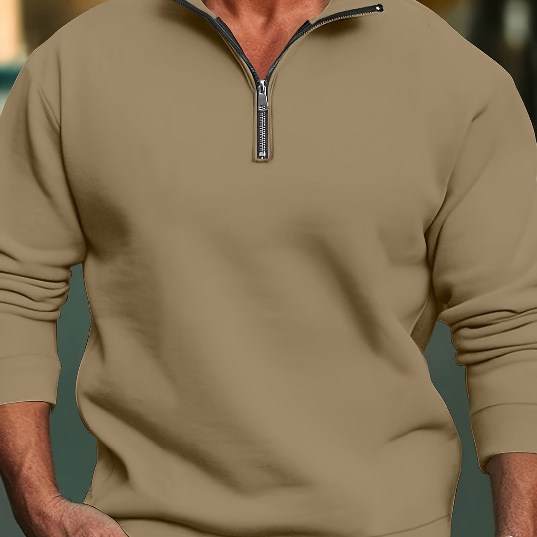 Levoire | Pull-Over En Laine Pour Hommes Légèrement Extensible Avec Col Droit Chameau