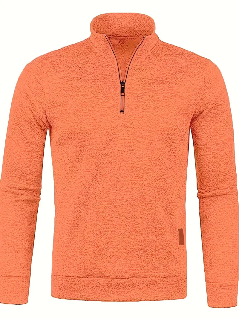 Levoire | Rento Manches Longues Fleece Pull à Demi-Zip Orange