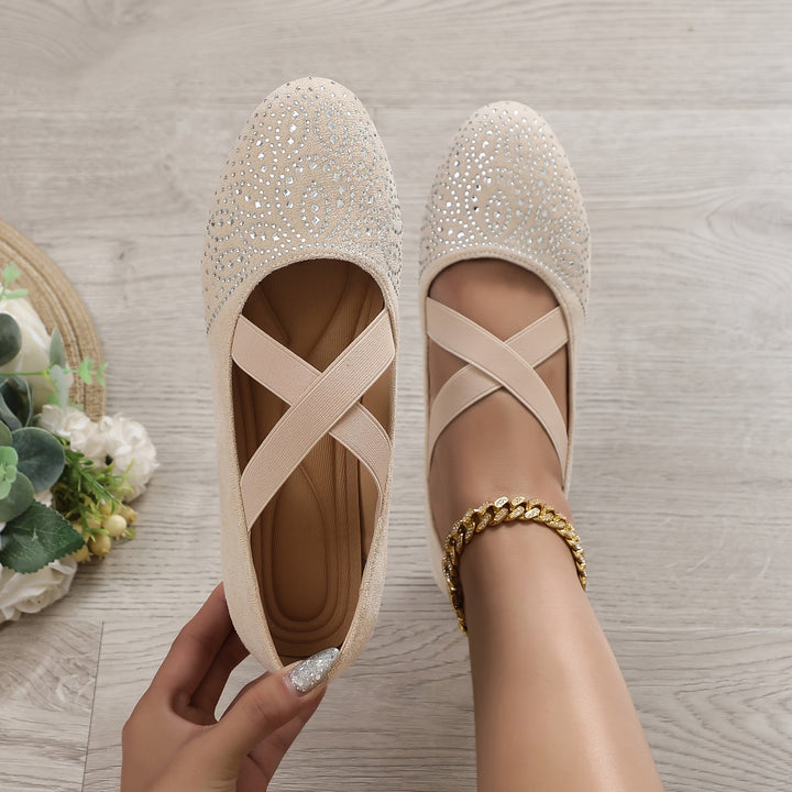Levoire | Ballerines À Strass Avec Sangle Élastique Abricot