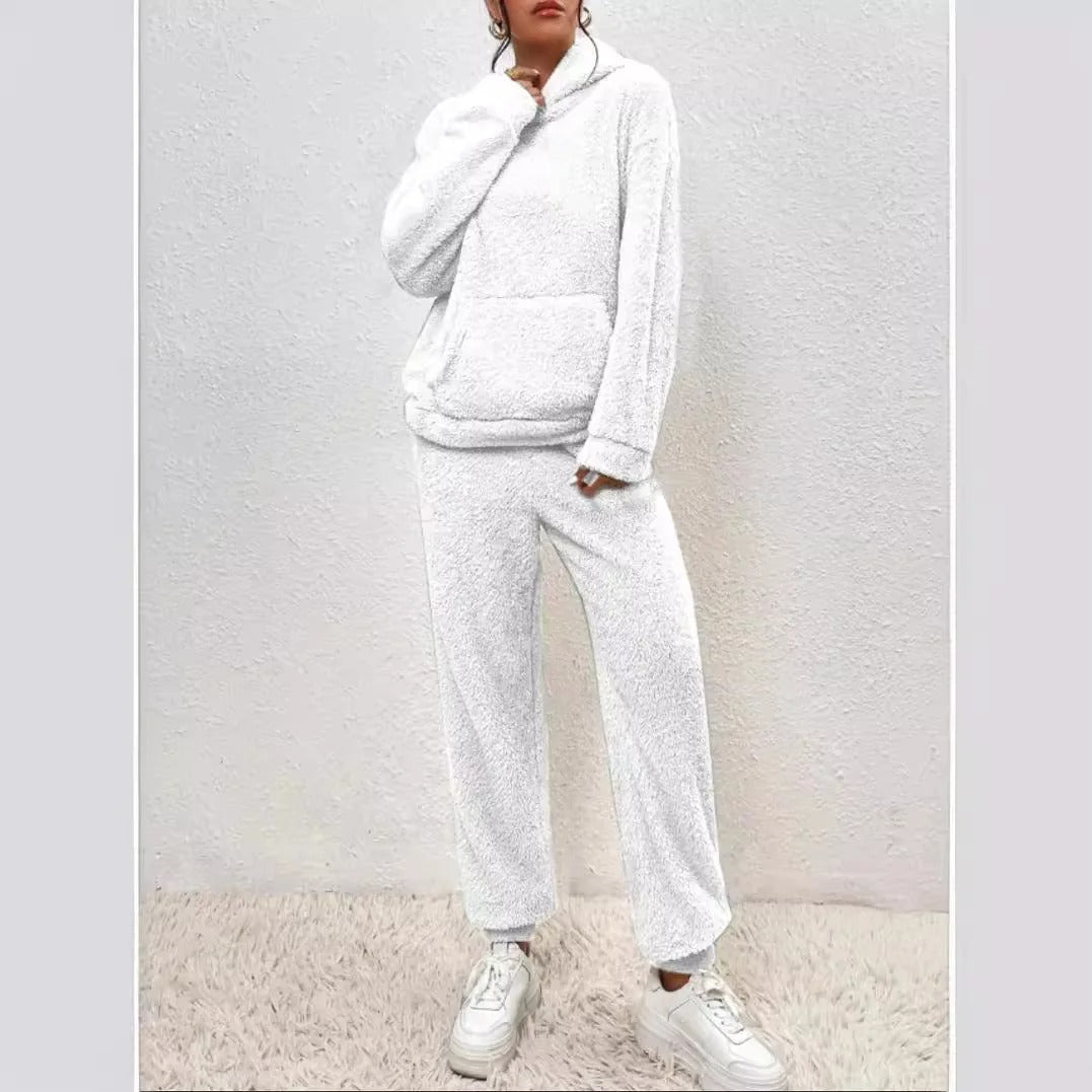 Levoire | Fleece Confortable Avec Capuche Blanc