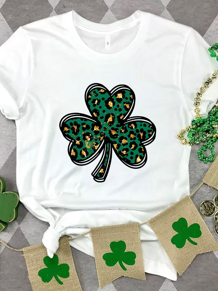 Levoire | Lucky Clover Col rond Manches courtes T-shirt Blanc