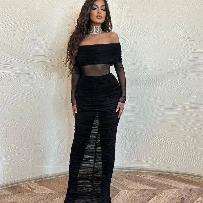 Levoire | Robe en filet noir transparente pour femmes