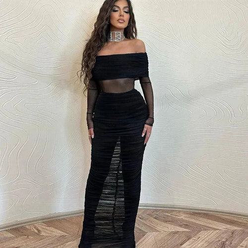 Levoire | Robe en filet noir transparente pour femmes