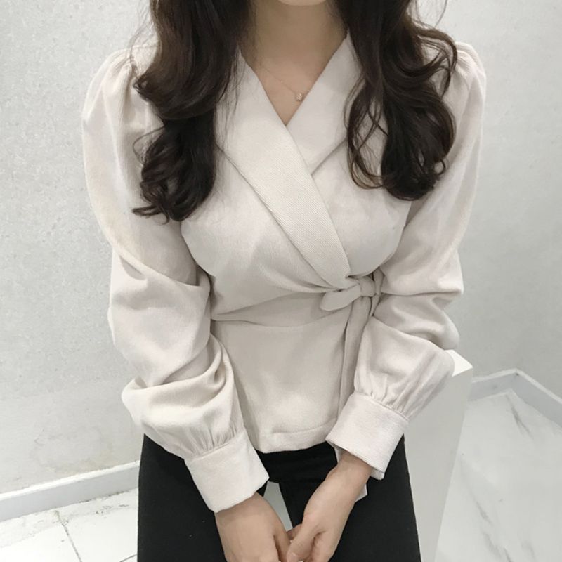 Levoire | Chemise À Manches Bouffantes Et Lien Sur Le Côté Pour Femmes Abricot
