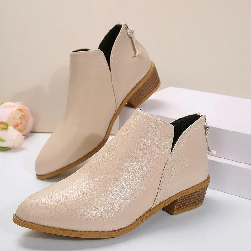 Levoire | Bottines à talon épais et fermeture éclair OFF White