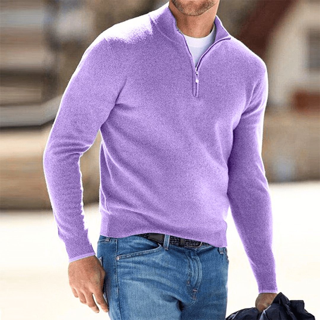Levoire | Pull Homme Pull Avec Fermeture Éclair Tendance & Confortable Tenue Décontractée Lilas clair