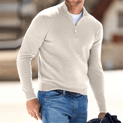 Levoire | Pull Homme Pull Avec Fermeture Éclair Tendance & Confortable Tenue Décontractée Beige