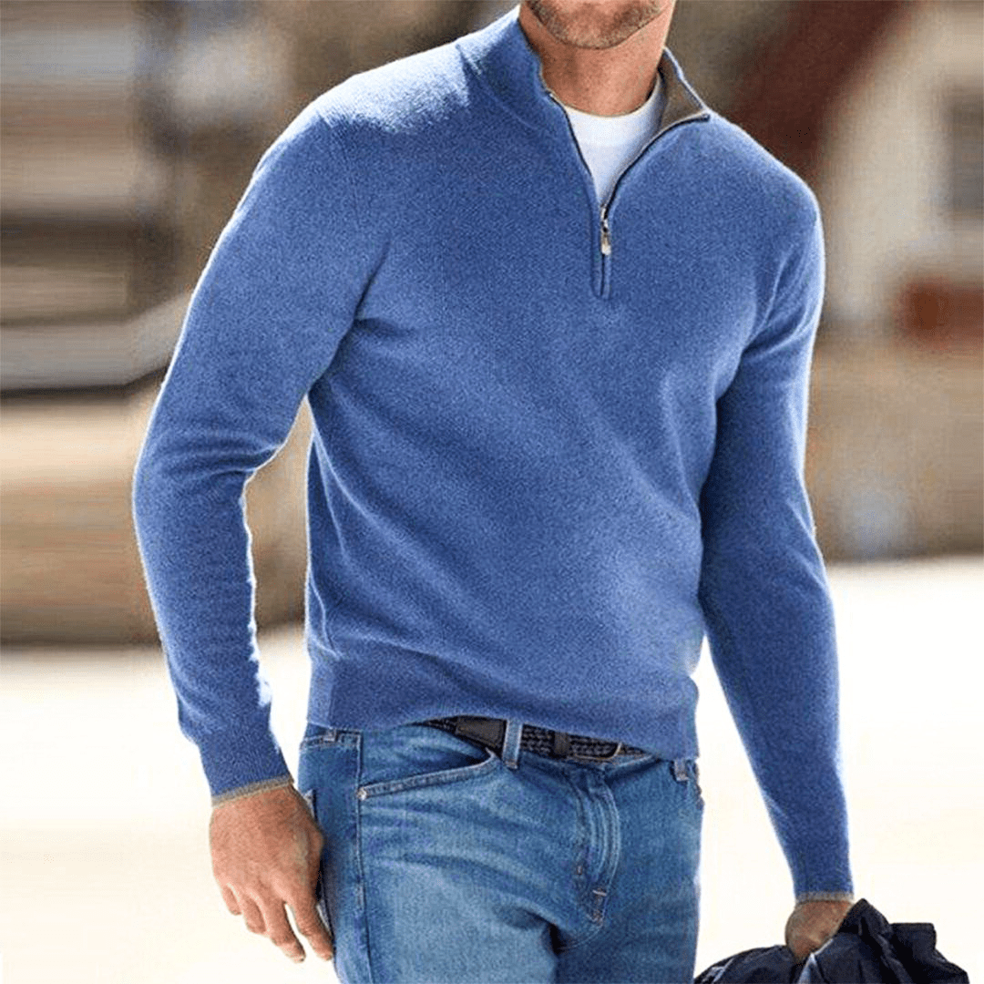 Levoire | Pull Homme Pull Avec Fermeture Éclair Tendance & Confortable Tenue Décontractée Bleu