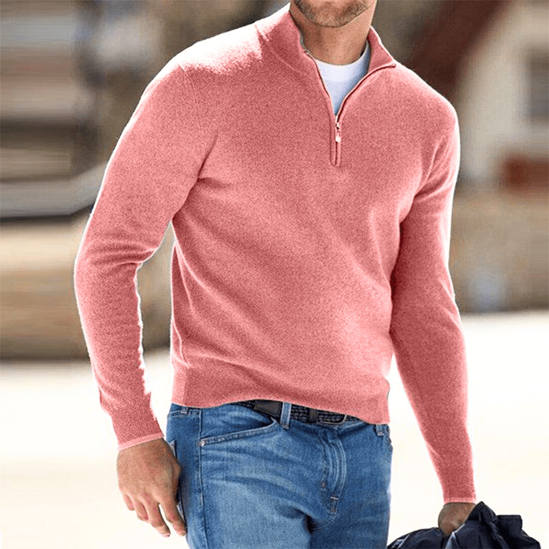 Levoire | Pull Homme Pull Avec Fermeture Éclair Tendance & Confortable Tenue Décontractée Rosa
