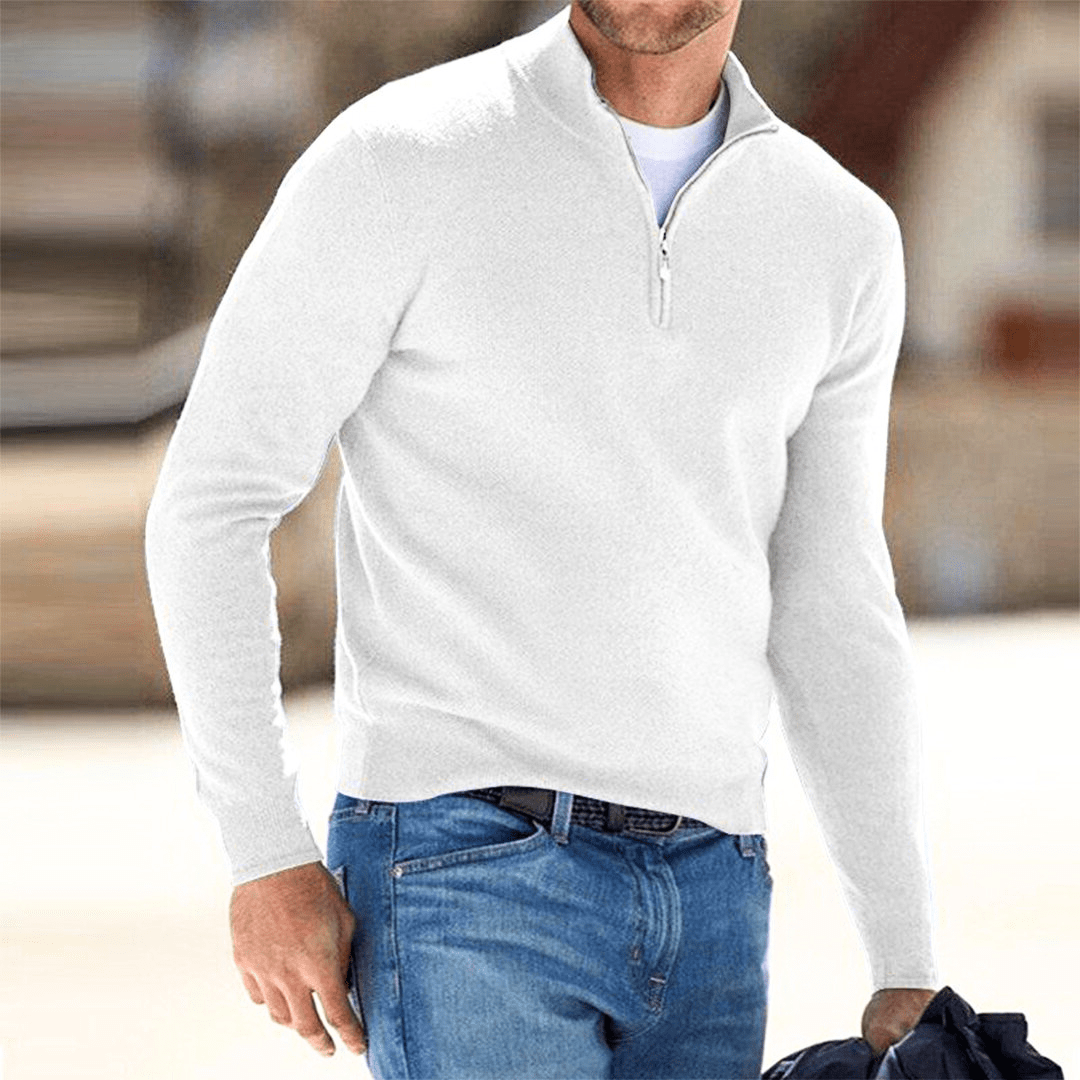 Levoire | Pull Homme Pull Avec Fermeture Éclair Tendance & Confortable Tenue Décontractée Blanc