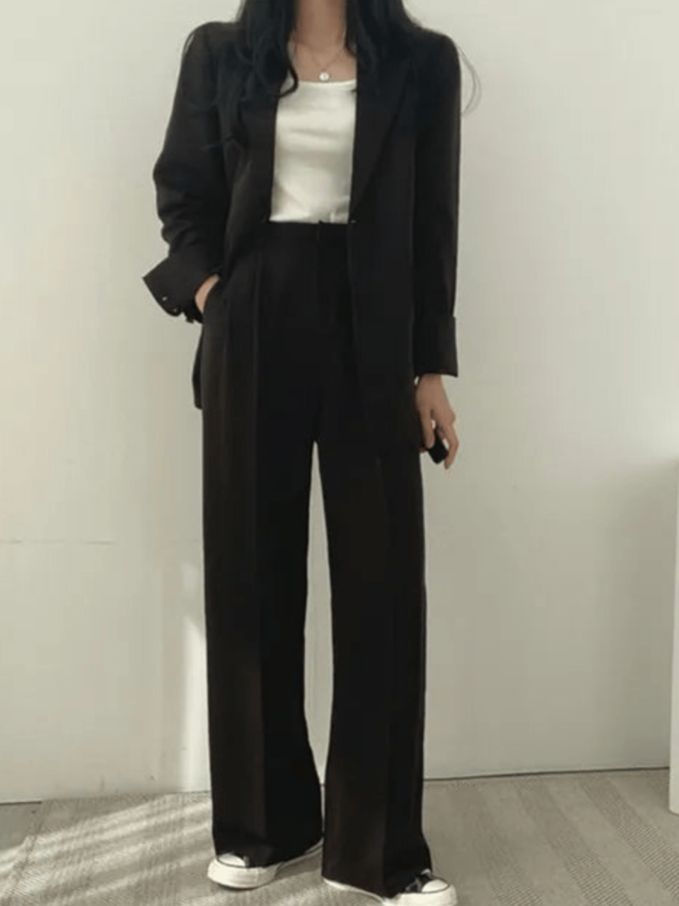 Levoire | Ensemble de costume pour femmes deux pièces Pantalon de costume pour dames Costume décontracté Noir