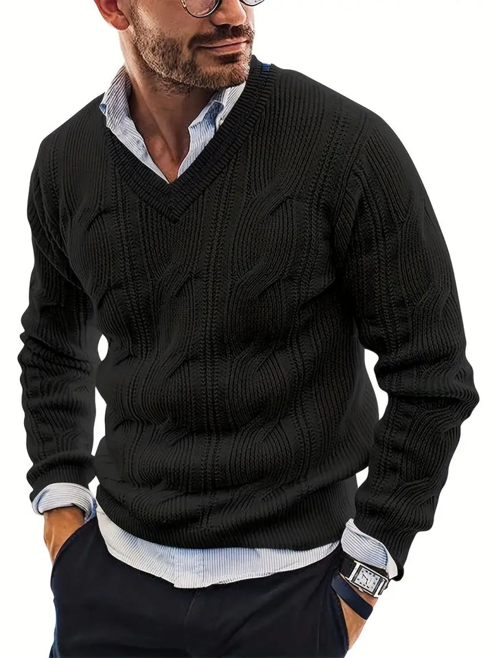 Levoire | Pull En Tricot Classique Pour Homme Avec Col En V Noir