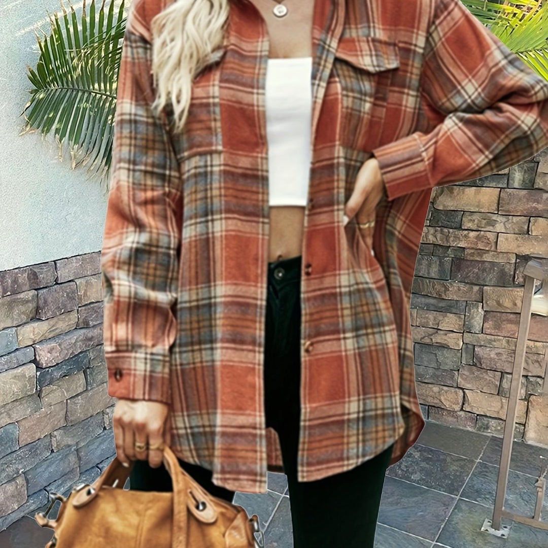 Levoire | Chemise À Manches Courtes À Motif Avec Bouton À L'Avant Orange