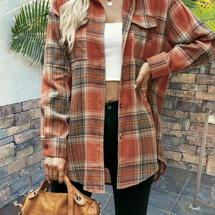 Levoire | Chemise À Manches Courtes À Motif Avec Bouton À L'Avant Orange